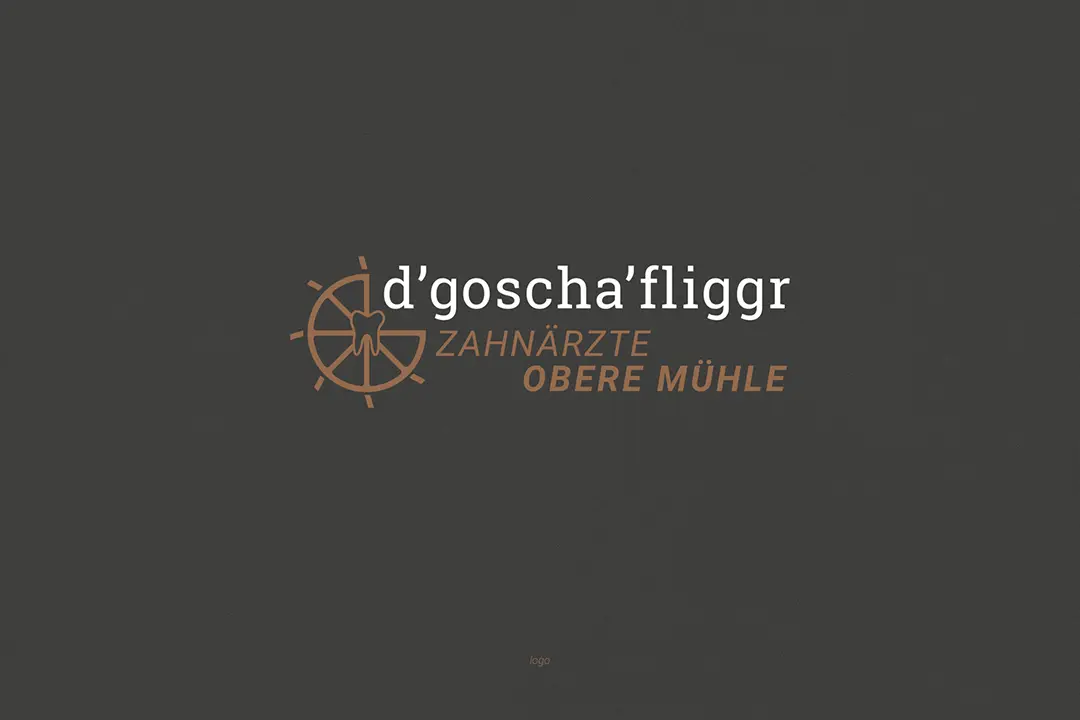 Logo d'goscha'fliggr Designtes Logo für d'goscha'fliggr Zahnärzte Obere Mühle